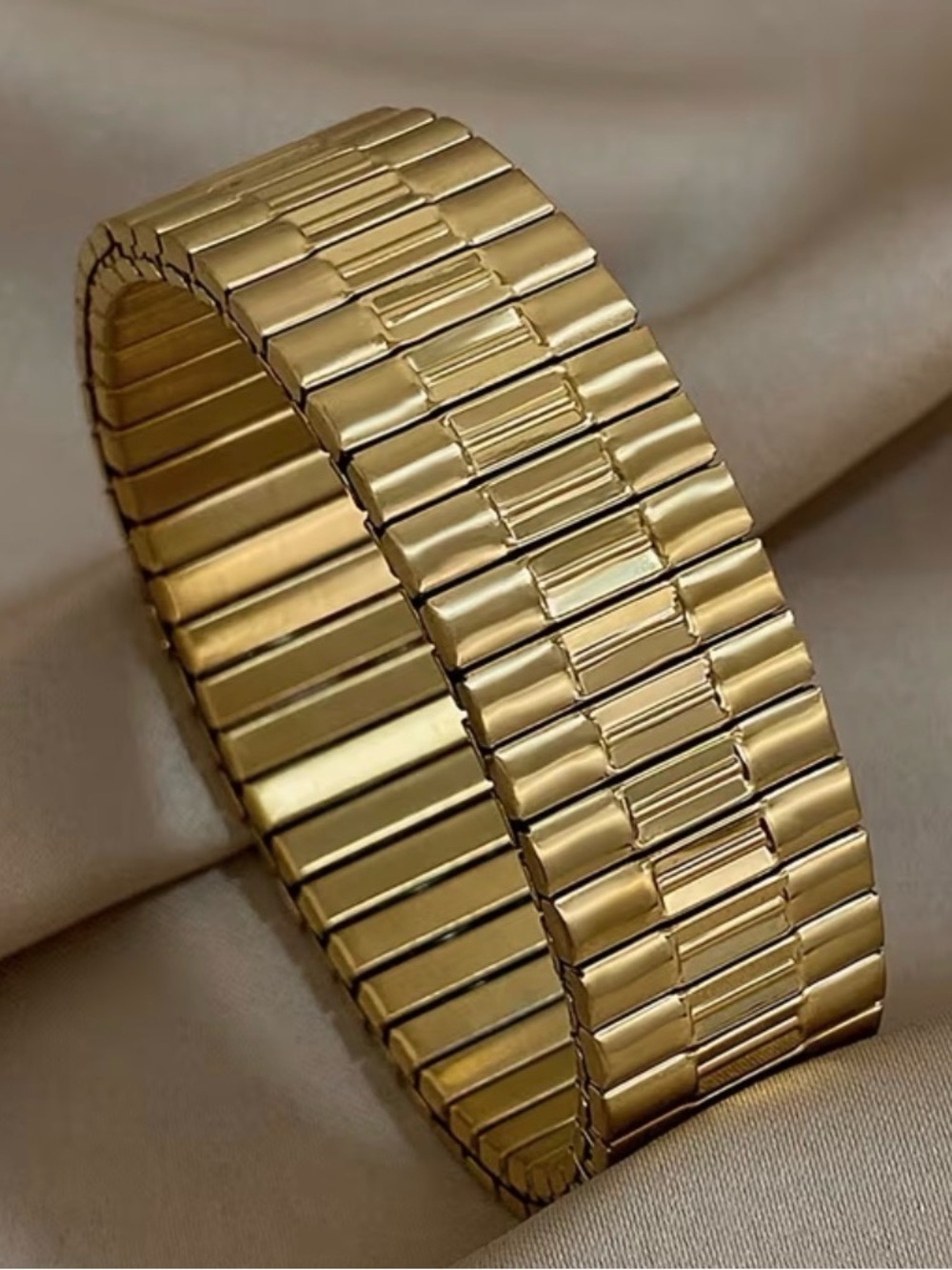 Gold Stretch Metal Watch Band Bracelet - Gold